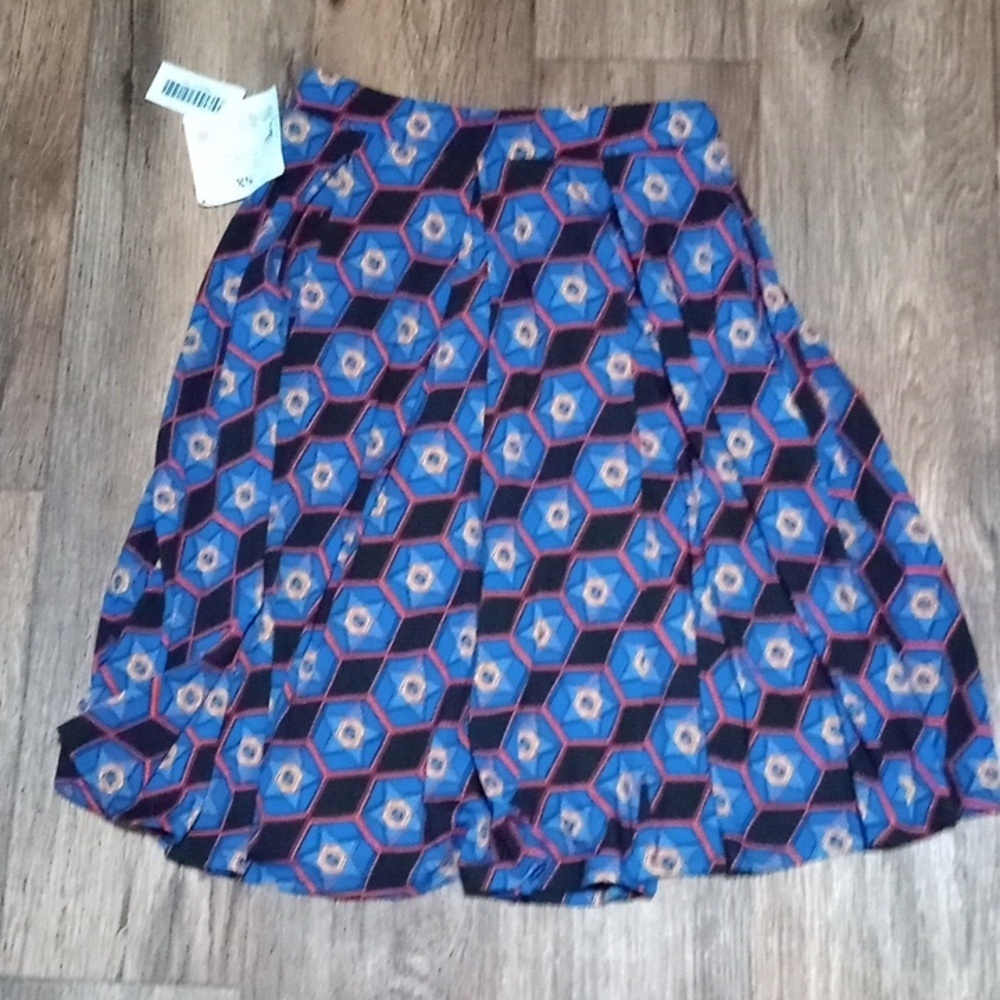 Geometric Blue And Black Lulu Roe Midi Skirt Size XS - Picture 2 of 4